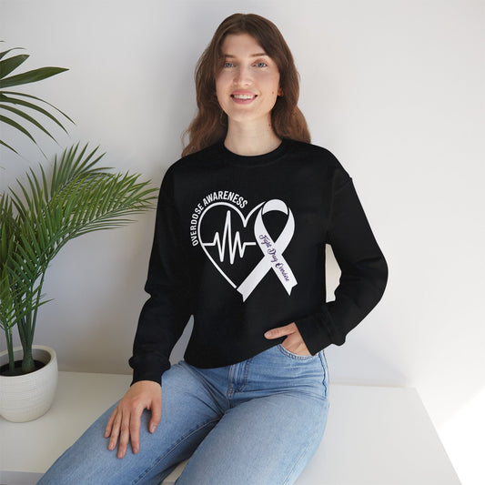 Overdose Awareness Month Heart Purple Ribbon Support Sweatshirt