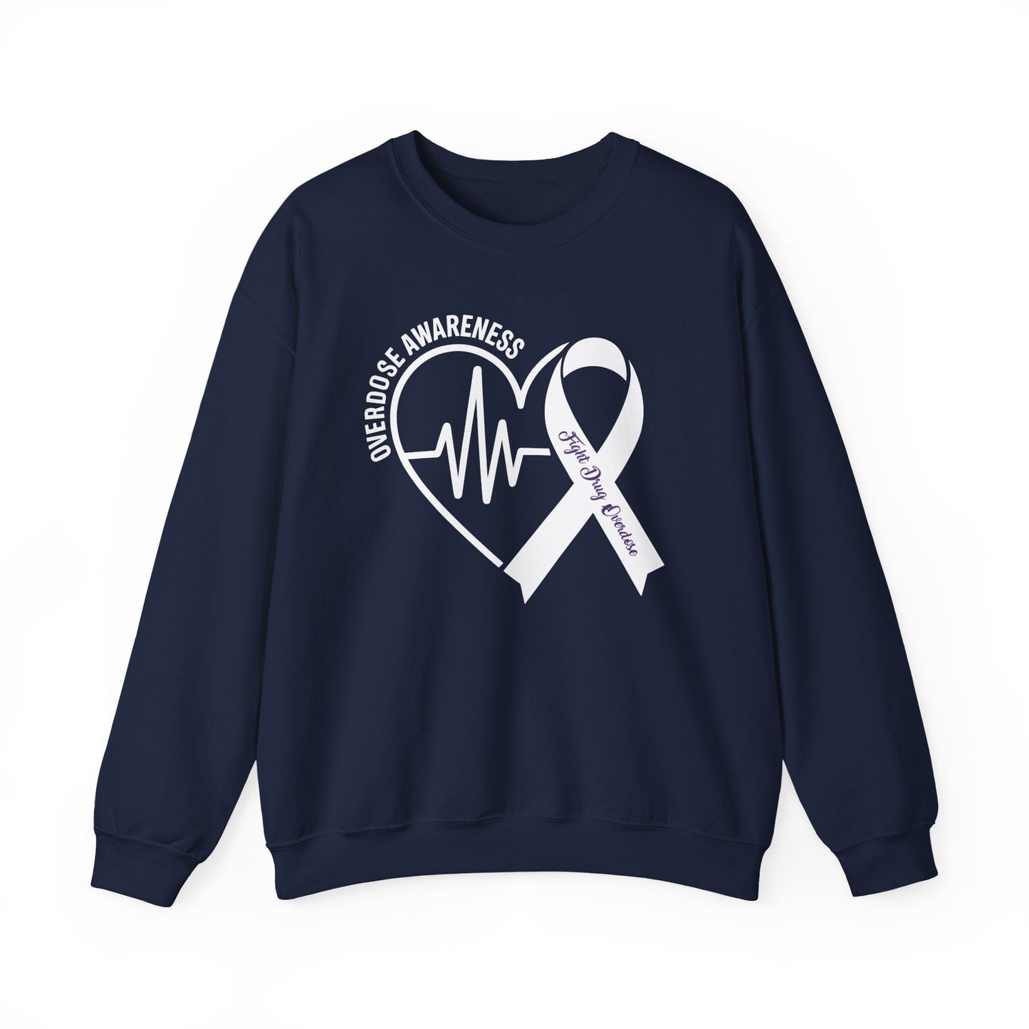 Overdose Awareness Month Heart Purple Ribbon Support Sweatshirt