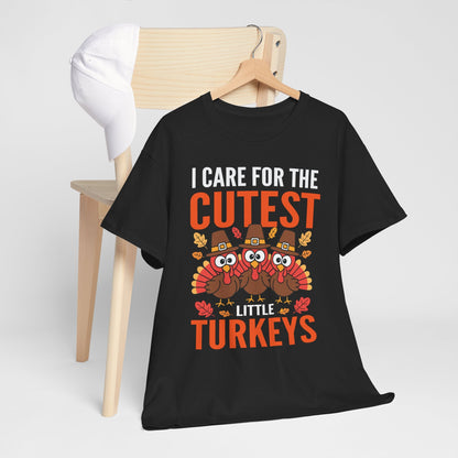 Care For Little Turkeys Nurse Fall Thanksgiving Scrub Top T-Shirt