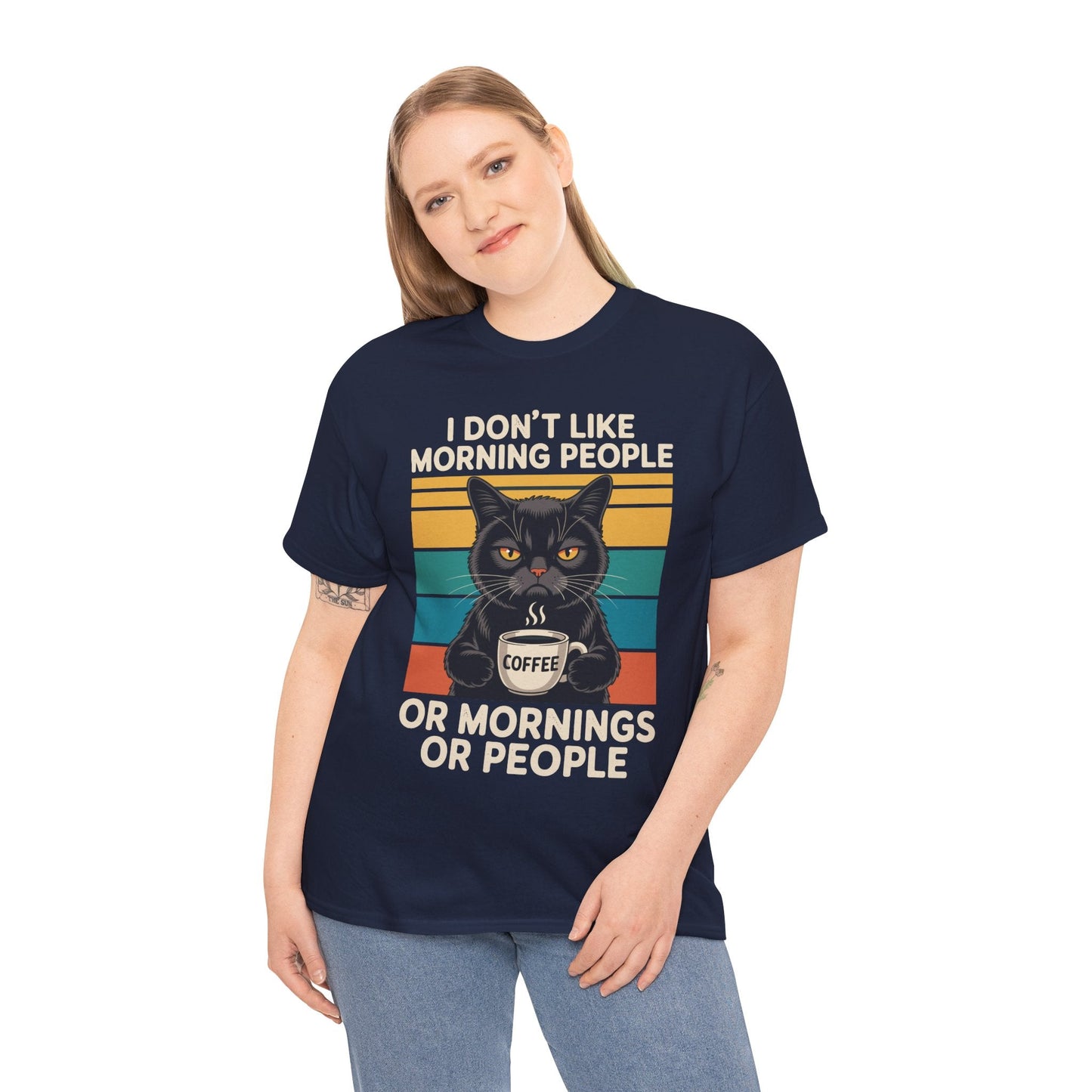 I Hate Morning People And Mornings And People Coffee Cat T-Shirt
