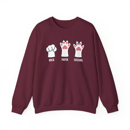 Funny  Introvert Cat Animal Rescue Rock Paper Scissors Cute Paw Cat Sweatshirt
