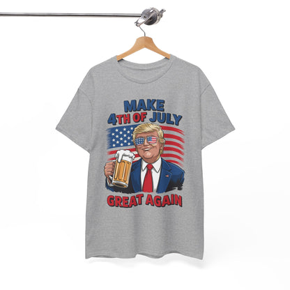 Trump Make 4th of July Great Again Men Drinking Beer Funny T-Shirt