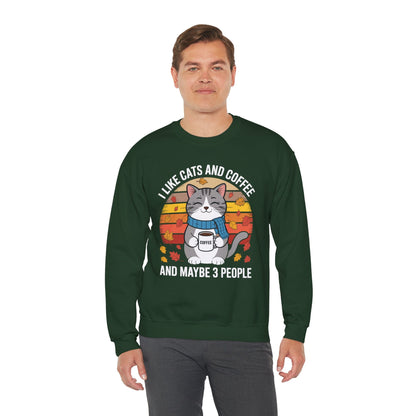 I Like Cats And Coffee And Maybe 3 People , Cats Lover Sweatshirt
