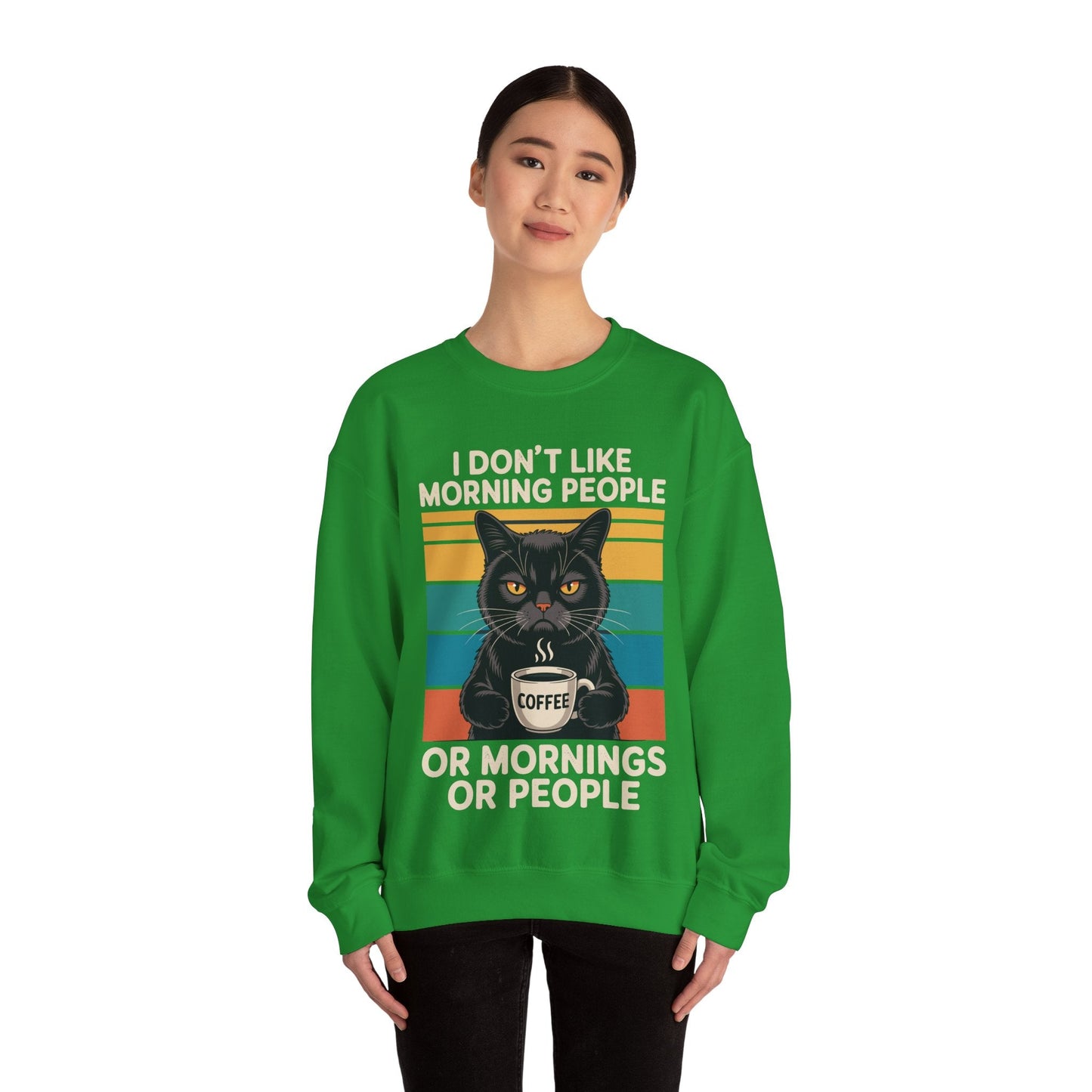 I Hate Morning People And Mornings And People Coffee Cat Sweatshirt