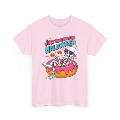 Just Waiting For Halloween Skeleton Donut Summerween Vibes T-Shirt
