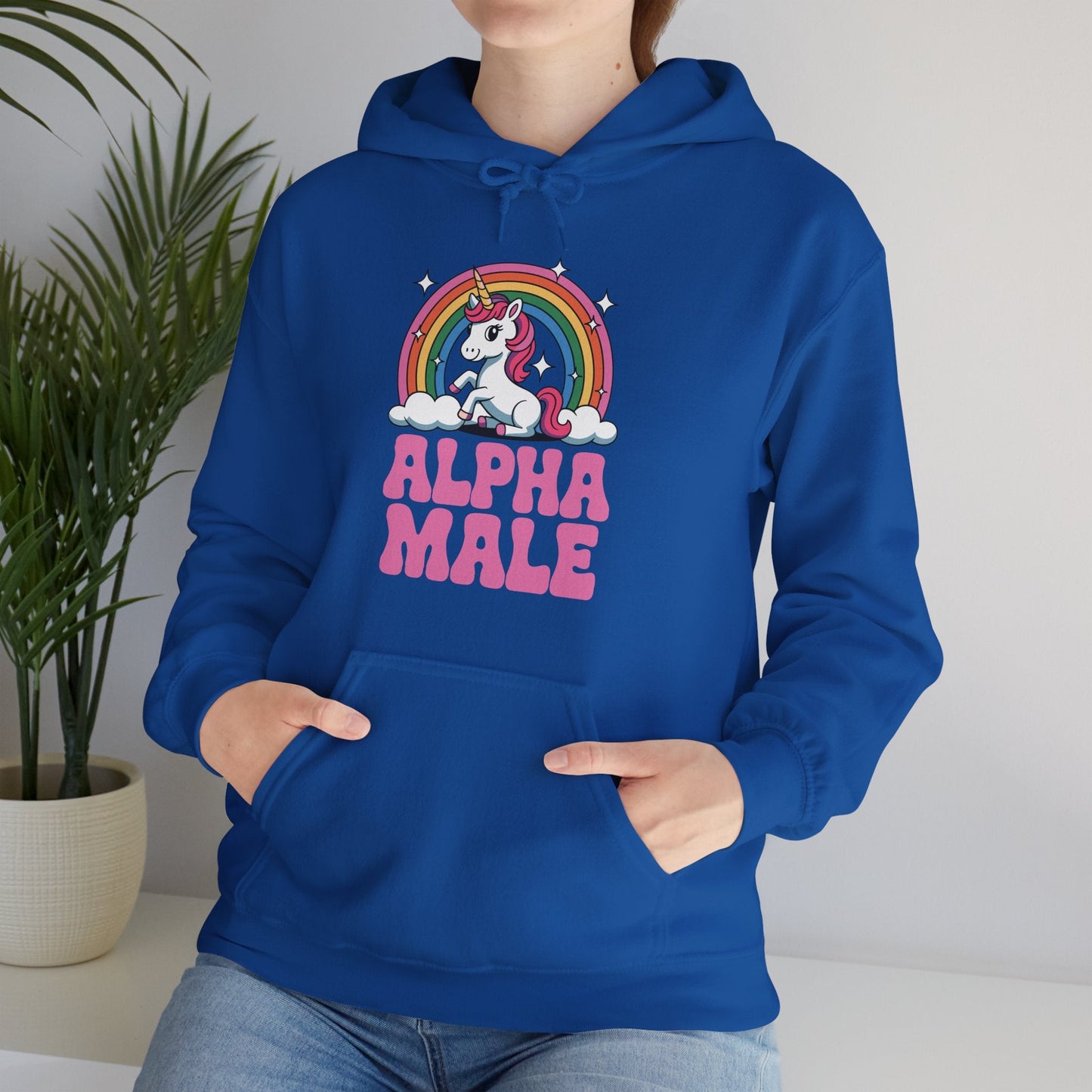 Funny Alpha Male Unicorn Sarcastic Ironic Weird Y2K Humor Hoodie
