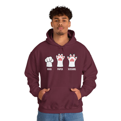Funny  Introvert Cat Animal Rescue Rock Paper Scissors Cute Paw Cat Hoodie