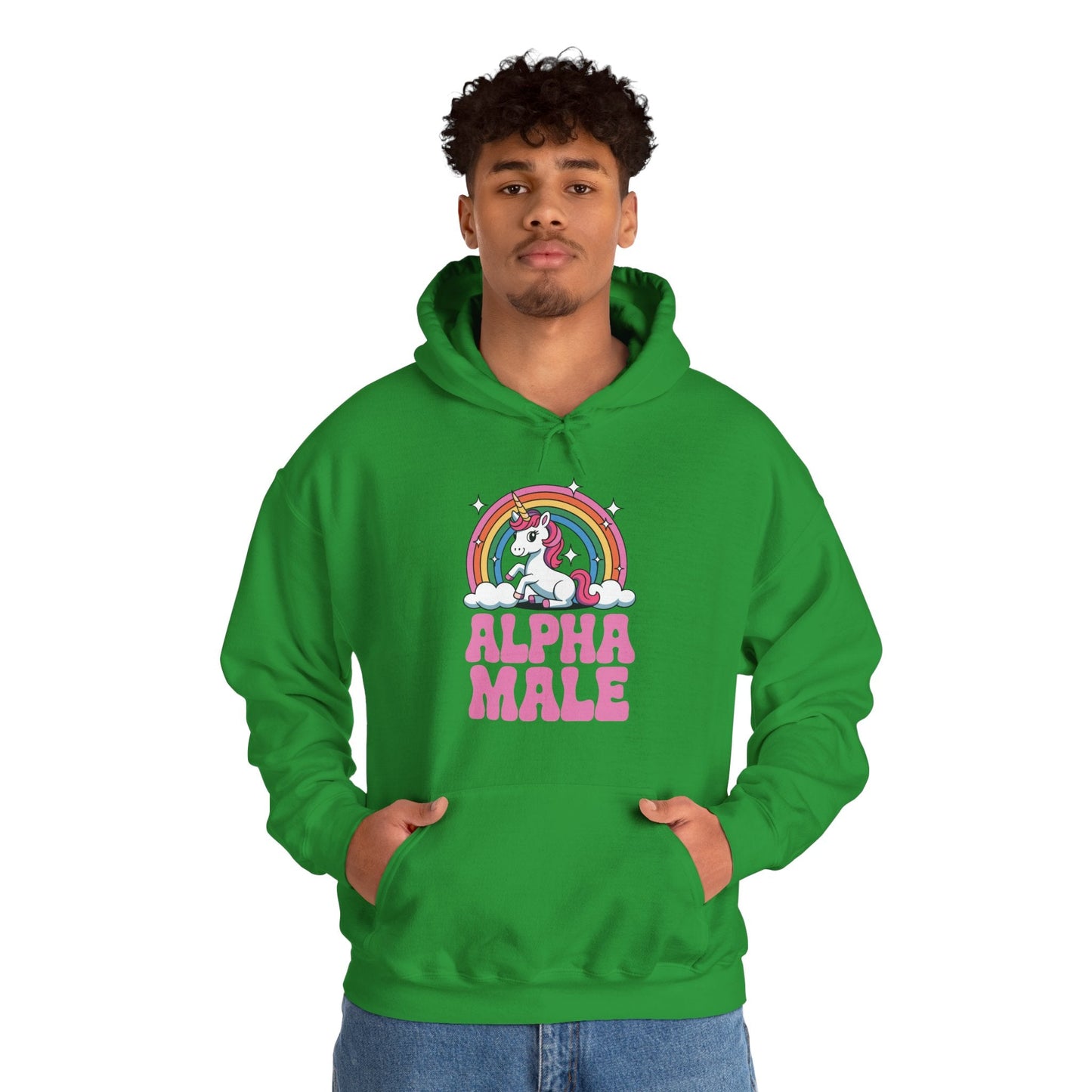 Funny Alpha Male Unicorn Sarcastic Ironic Weird Y2K Humor Hoodie