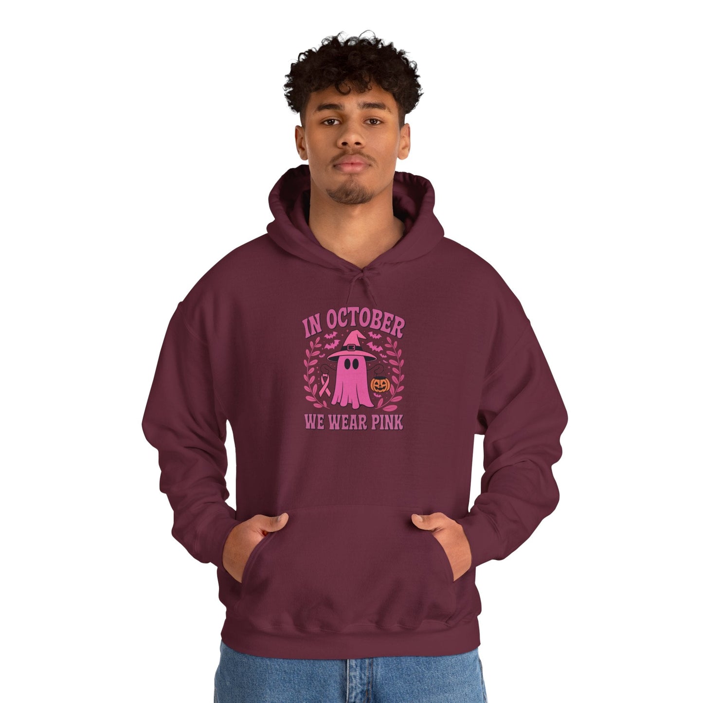 In October We Wear Pink Breast Cancer Awareness Halloween Hoodie