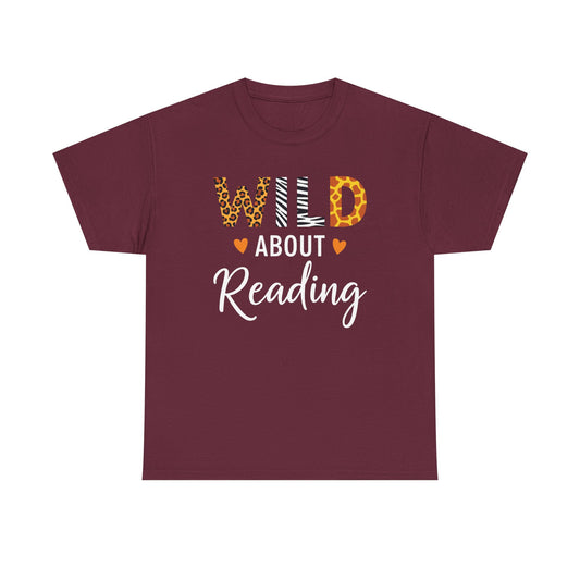 Wild About Reading Funny Book Lover Bookworm Library Day T-Shirt