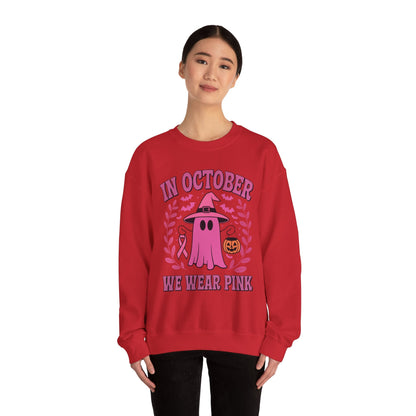 In October We Wear Pink Breast Cancer Awareness Halloween Sweatshirt