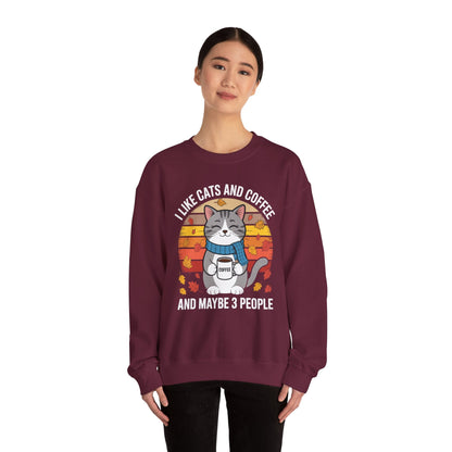 I Like Cats And Coffee And Maybe 3 People , Cats Lover Sweatshirt