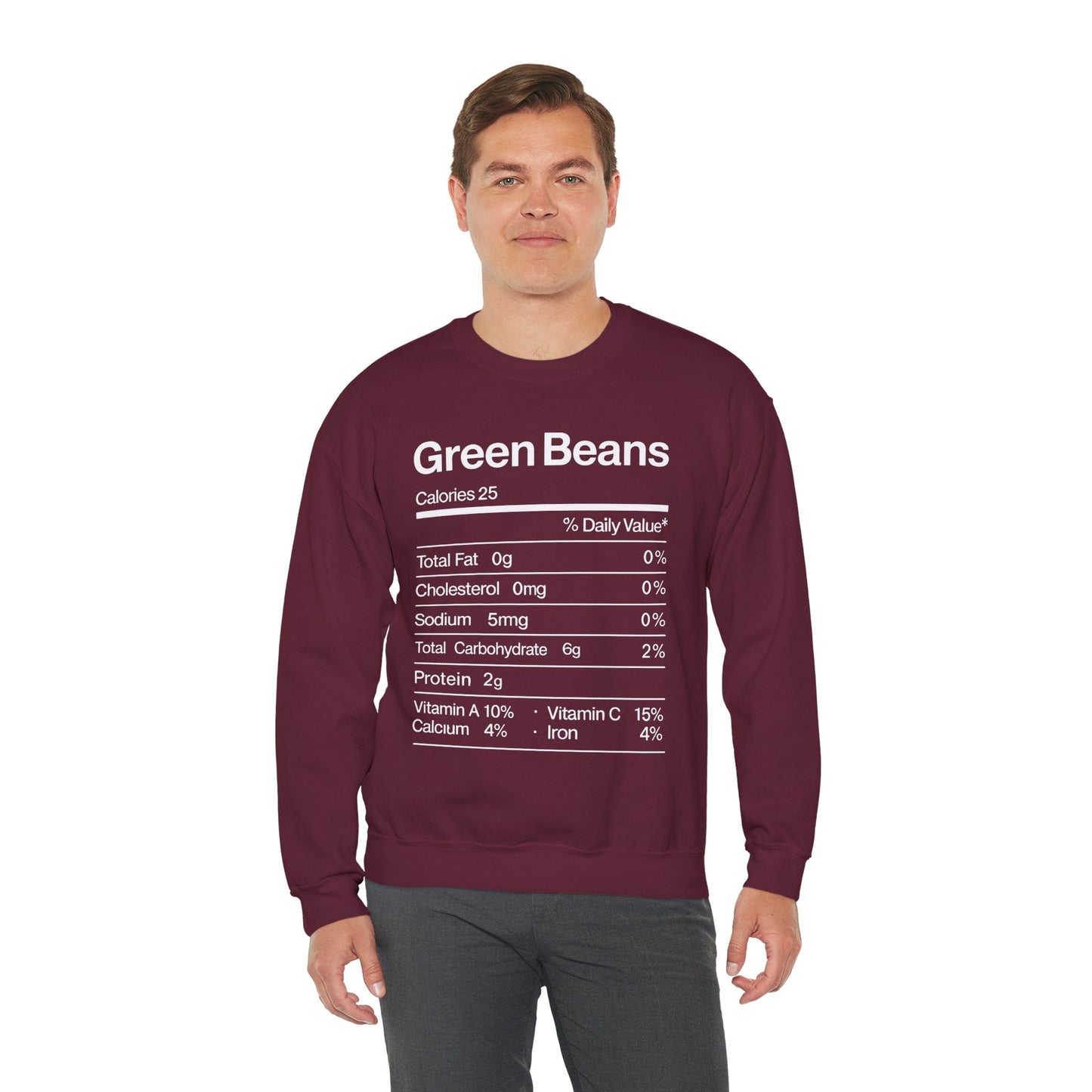 Green Beans Nutrition Facts Funny Thanksgiving Christmas Sweatshirt
