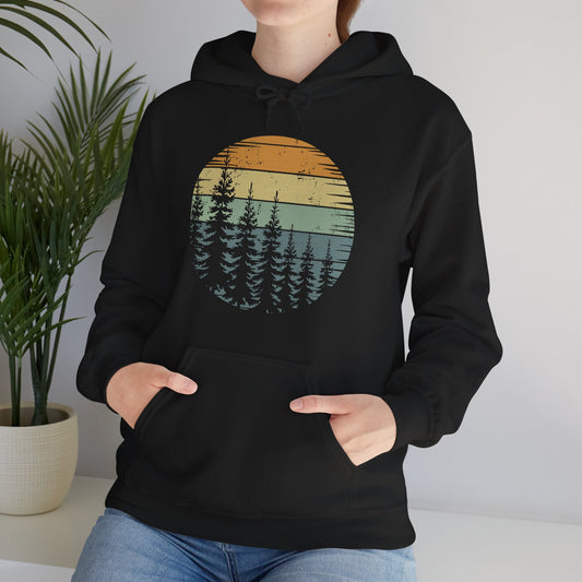 Retro Forest Trees Outdoors Nature Vintage Graphic Hoodie