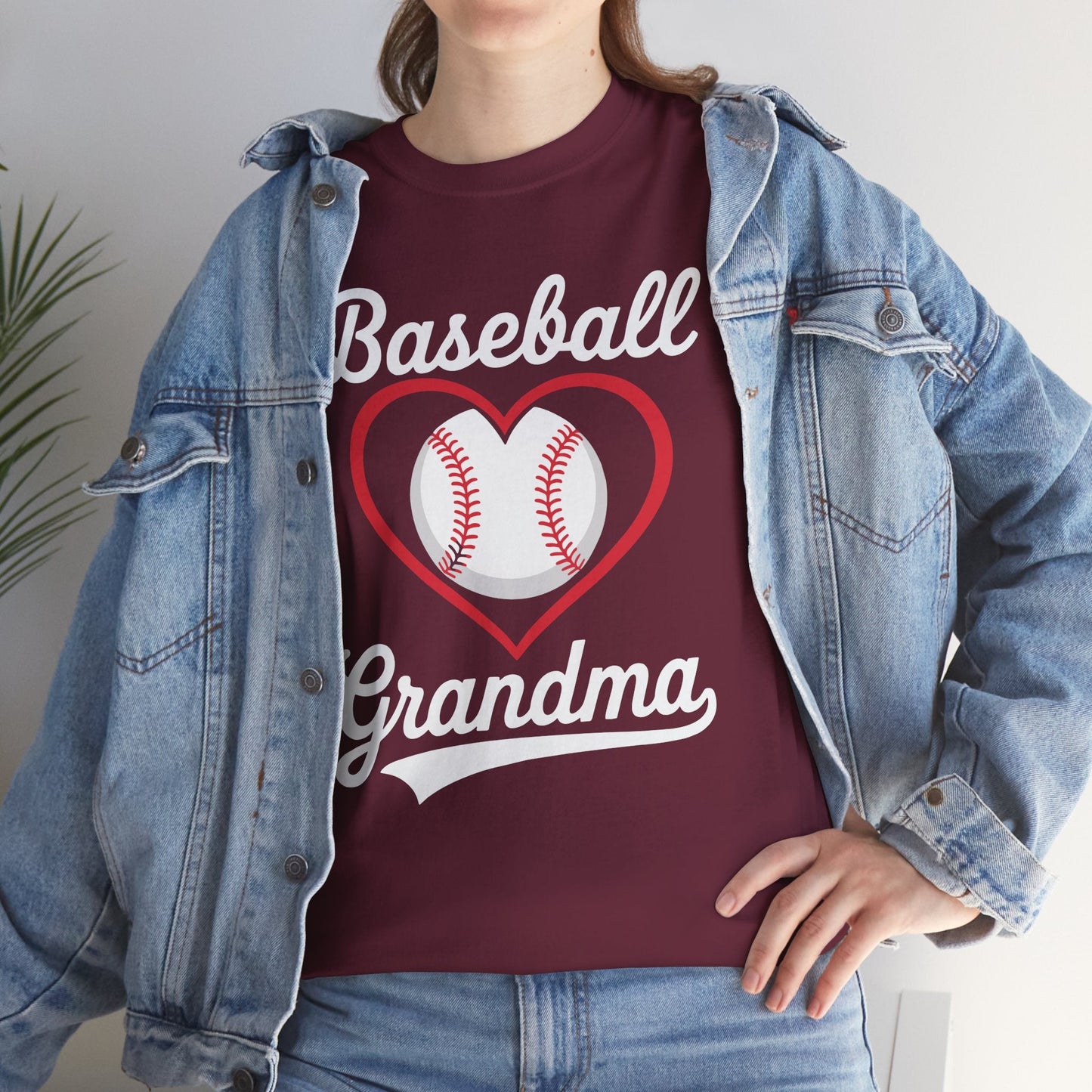 Baseball Grandma Shirt Women Baseball Heart Mothers Day T-Shirt