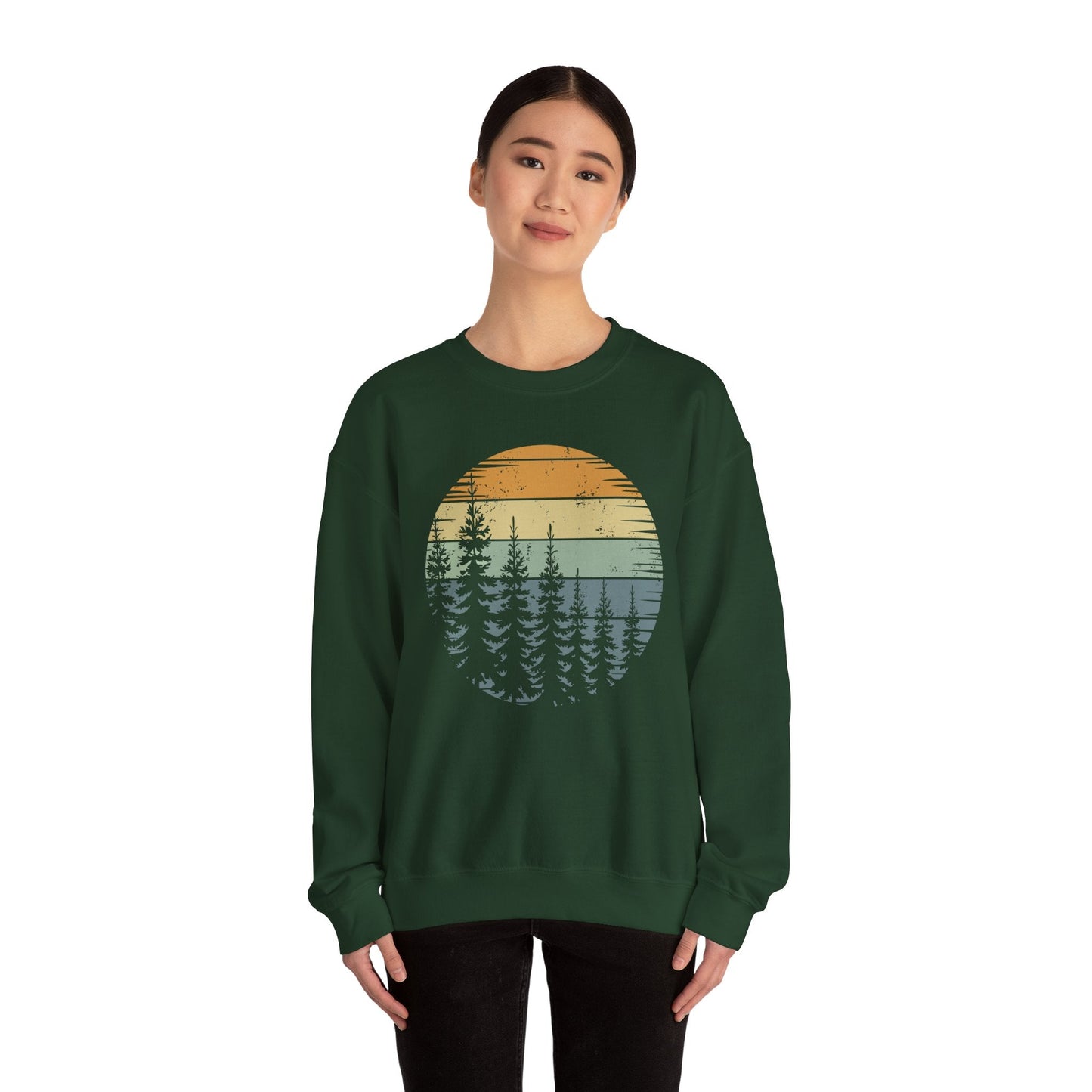Retro Forest Trees Outdoors Nature Vintage Graphic Sweatshirt