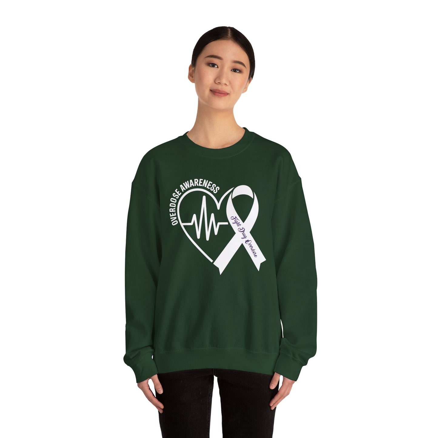 Overdose Awareness Month Heart Purple Ribbon Support Sweatshirt