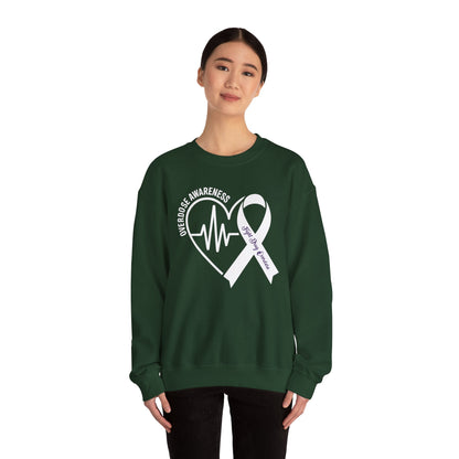 Overdose Awareness Month Heart Purple Ribbon Support Sweatshirt