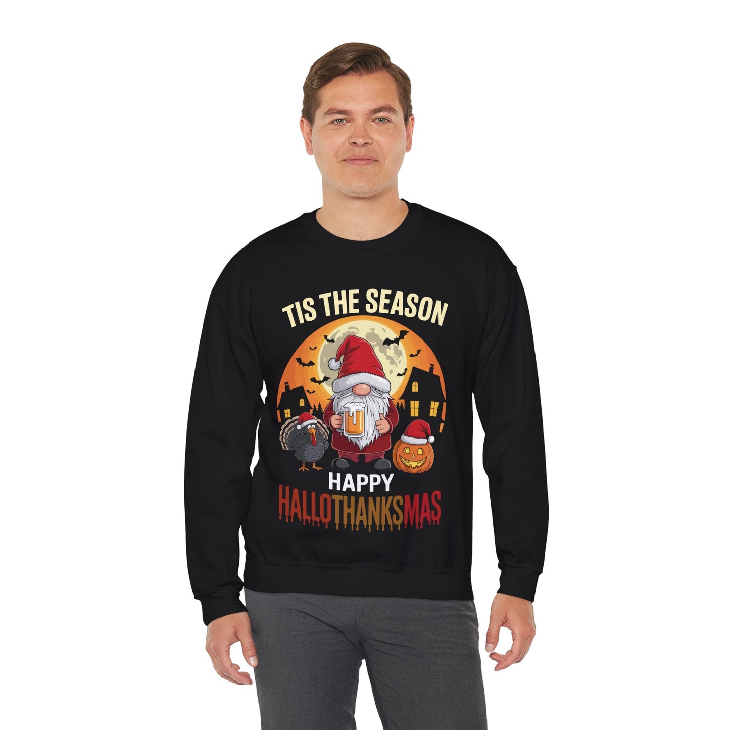 Happy Hallothanksmas Halloween Thanksgiving Merry Christmas Sweatshirt