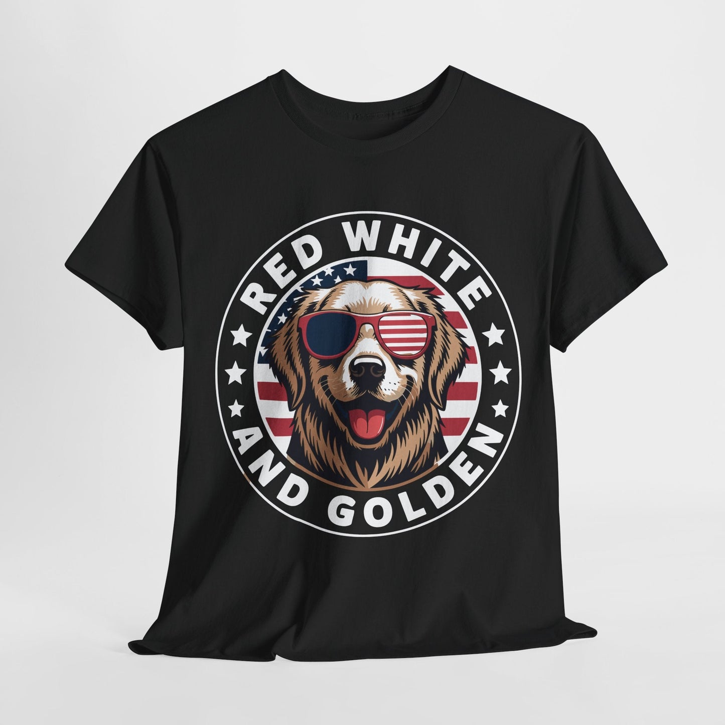 Red White Golden Retriever American Flag 4th of July Gift T-Shirt