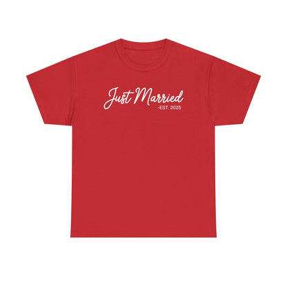 Just Married 2025 Honeymoon Wedding Couples Fiancee T-Shirt