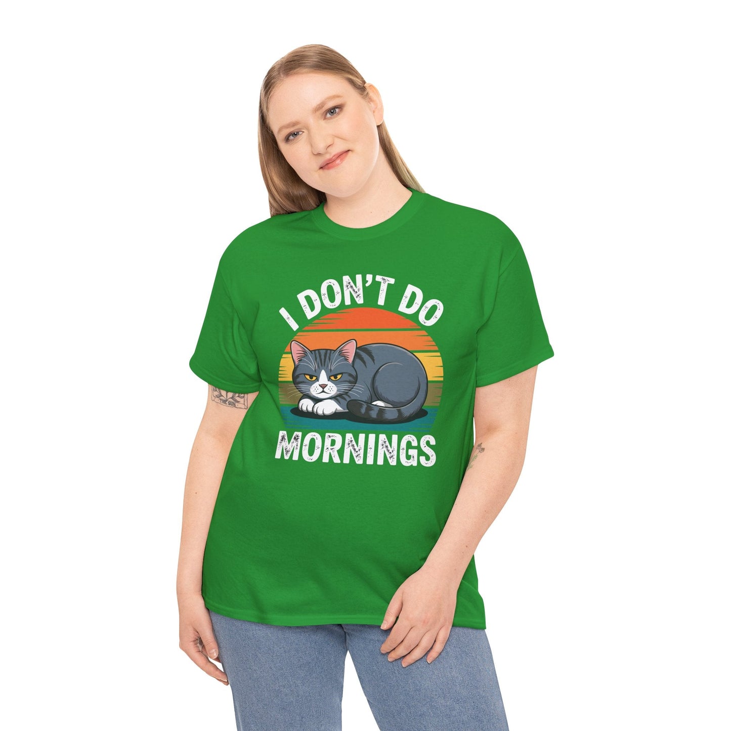 Funny Sleep Cat I Don't Do Morning T-Shirt
