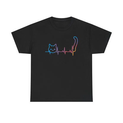 Heartbeat Cat Lover Animal Silhouette Cute Cat T-Shirt