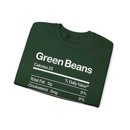 Green Beans Nutrition Facts Funny Thanksgiving Christmas Sweatshirt