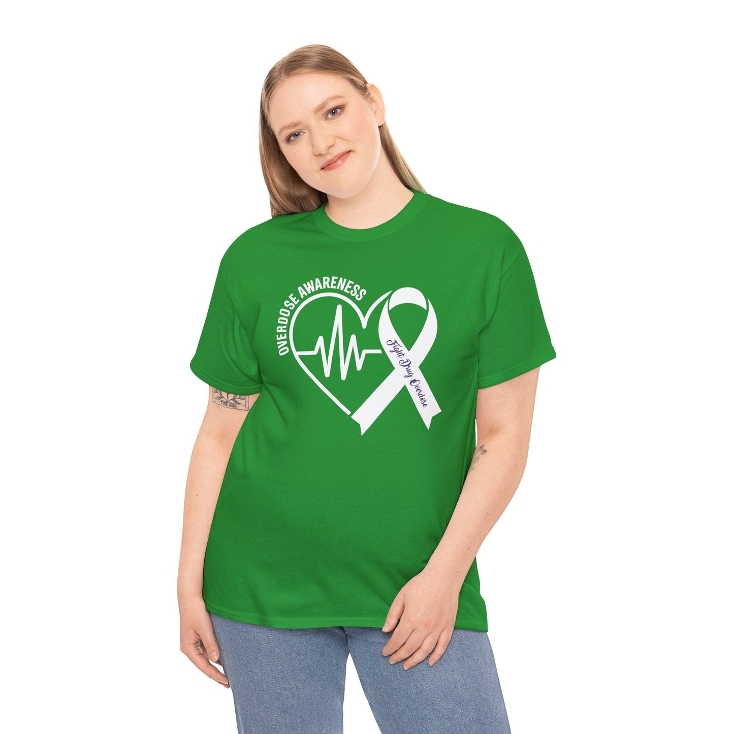 Overdose Awareness Month Heart Purple Ribbon Support T-Shirt