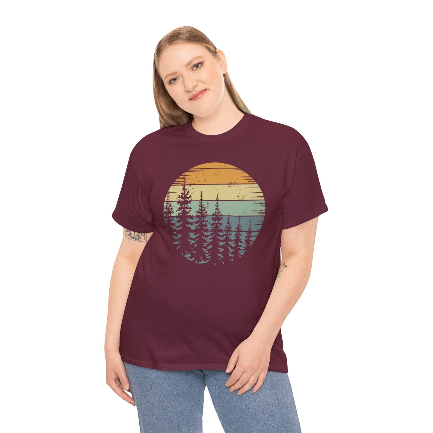 Retro Forest Trees Outdoors Nature Vintage Graphic T-Shirt
