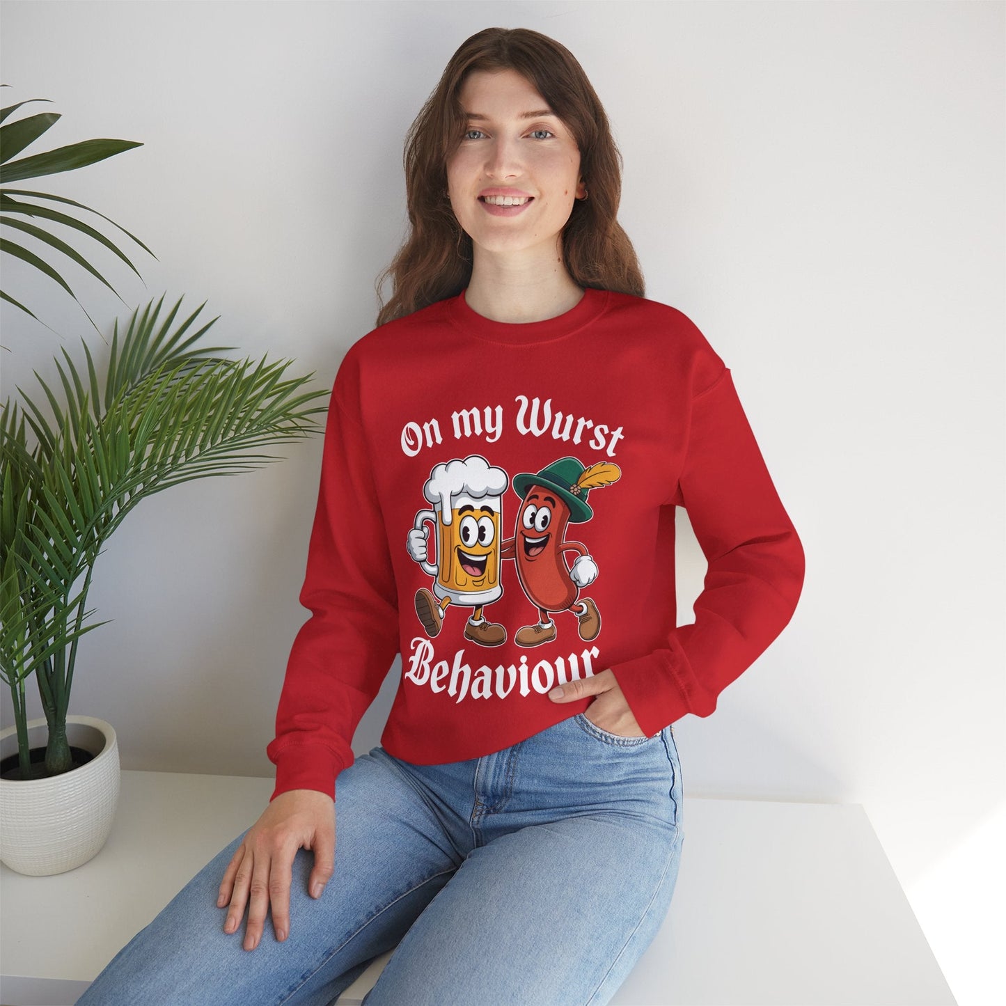Oktoberfest On My Wurst Behaviour German Beer Sausage Adults Sweatshirt