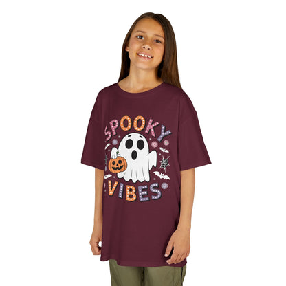 Spooky Vibes Ghost Retro Groovy Halloween Kids T-Shirt