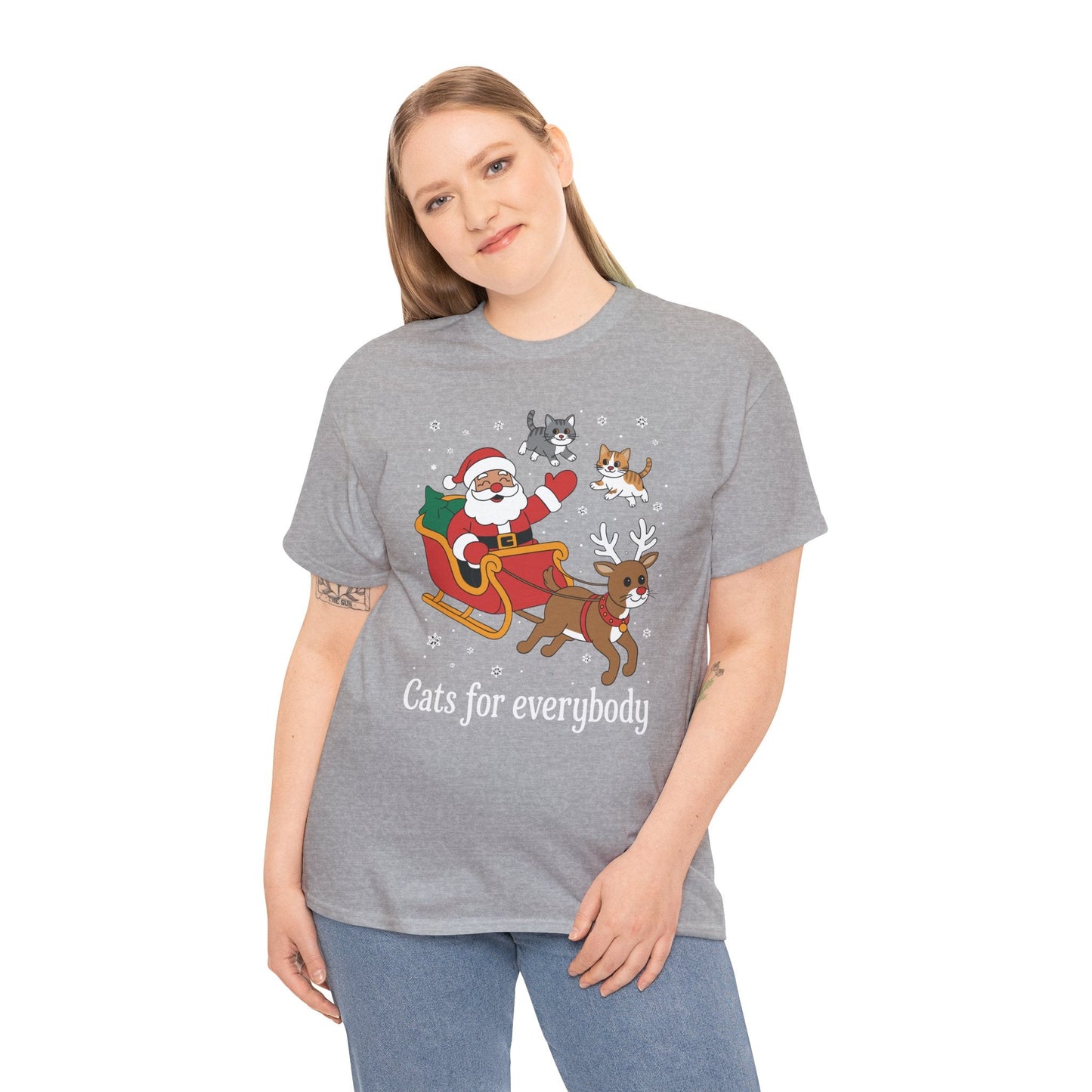 Cats For Everybody Christmas Cat Funny Xmas Women Santa T-Shirt