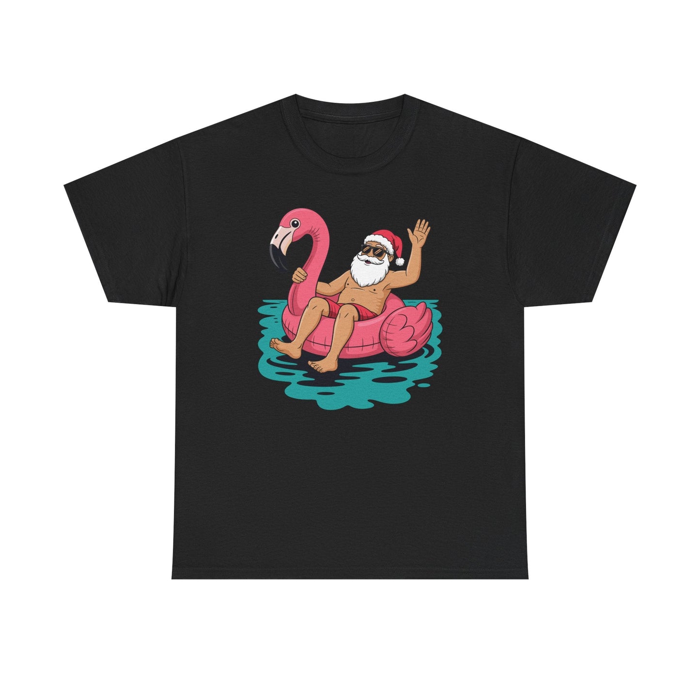 Santa Flamingo Floatie Funny Christmas In July Summer Xmas T-Shirt