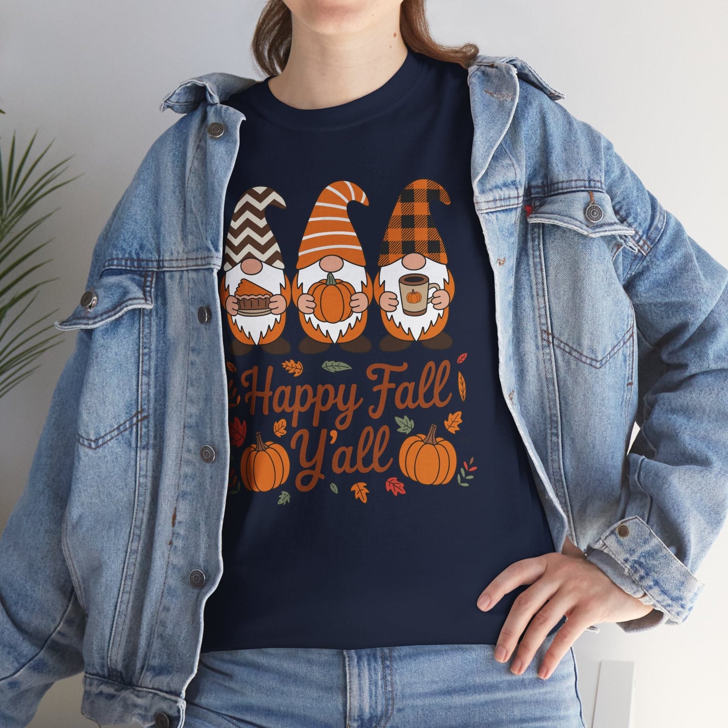 Happy Fall Y'all Gnome Pumpkin Autumn Thanksgiving Men Women T-Shirt