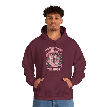 Give Breast Cancer The Boot Cowgirl Cancer Awareness Ribbon Hoodie