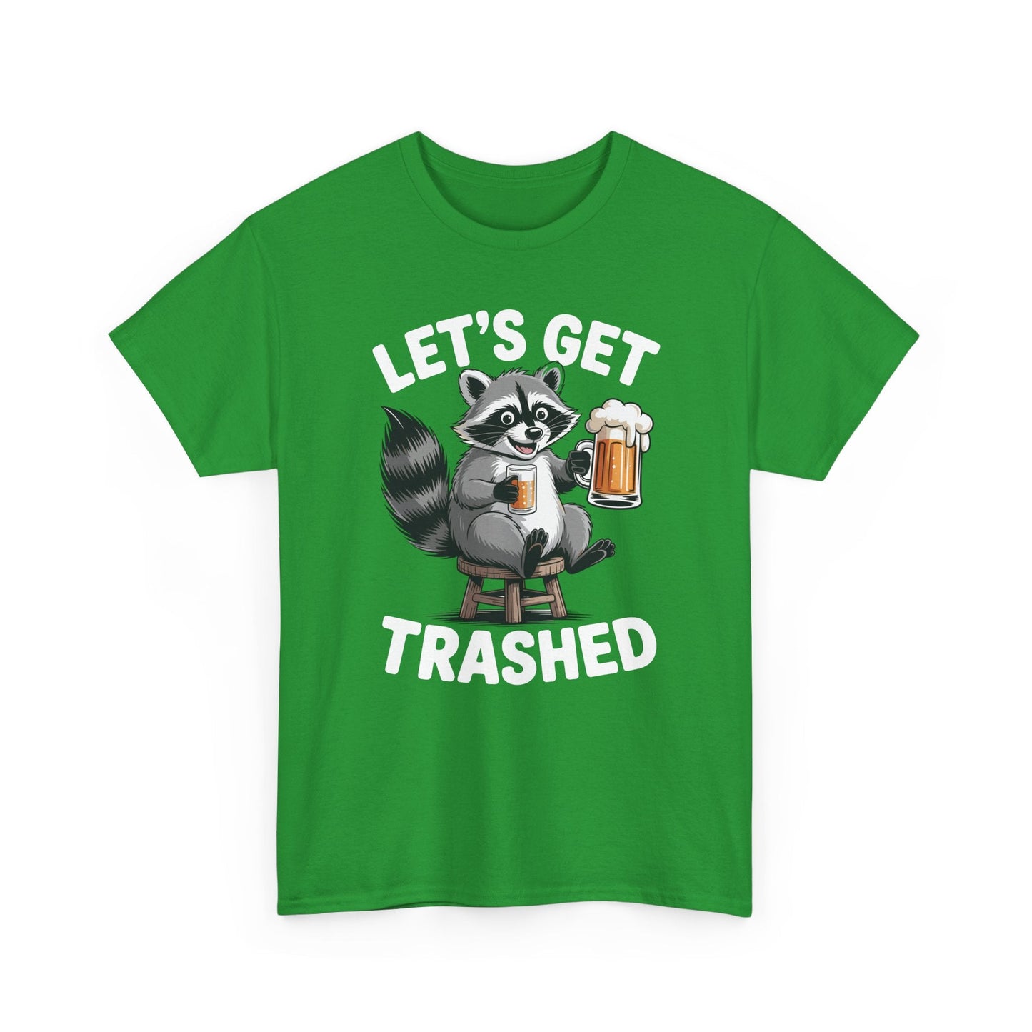 Funny Let's Get Trashed Raccoon Meme Humor Beer Drinking T-Shirt