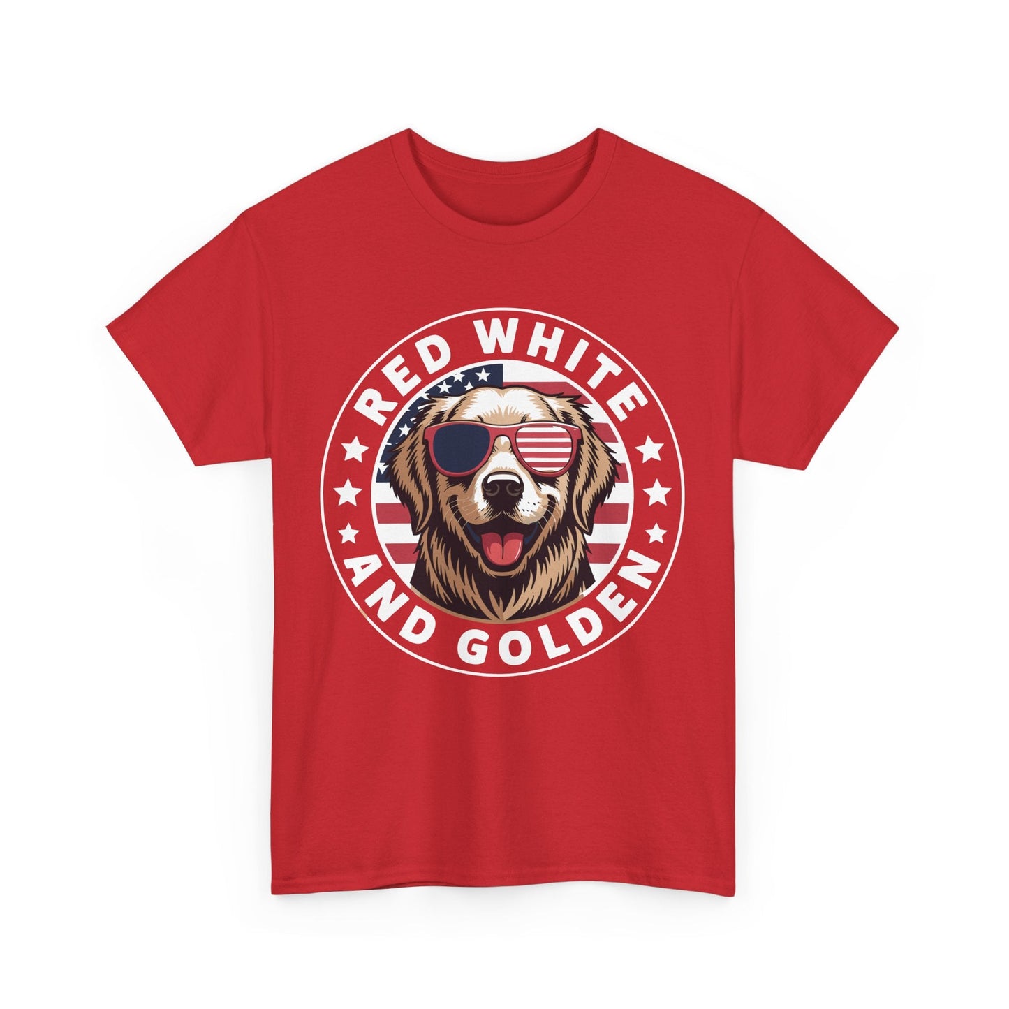 Red White Golden Retriever American Flag 4th of July Gift T-Shirt