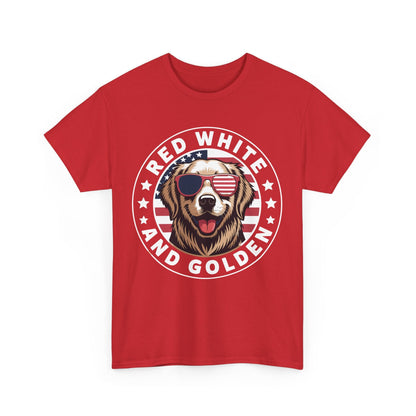 Red White Golden Retriever American Flag 4th of July Gift T-Shirt