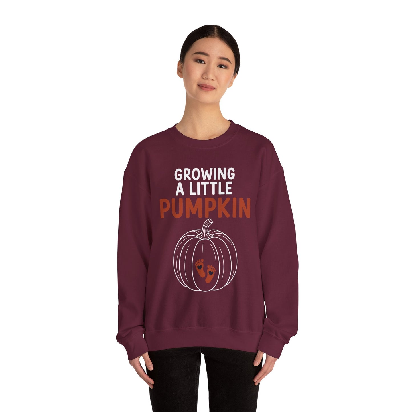 Growing A Little Pumpkin Fall Thanksgiving Baby Bump Wife Sweatshirt