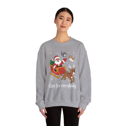 Cats For Everybody Christmas Cat Funny Xmas Women Santa Sweatshirt