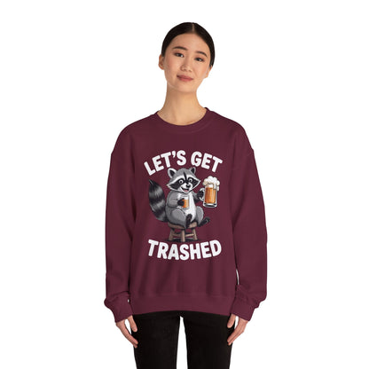 Funny Let's Get Trashed Raccoon Meme Humor Beer Drinking Sweatshirt