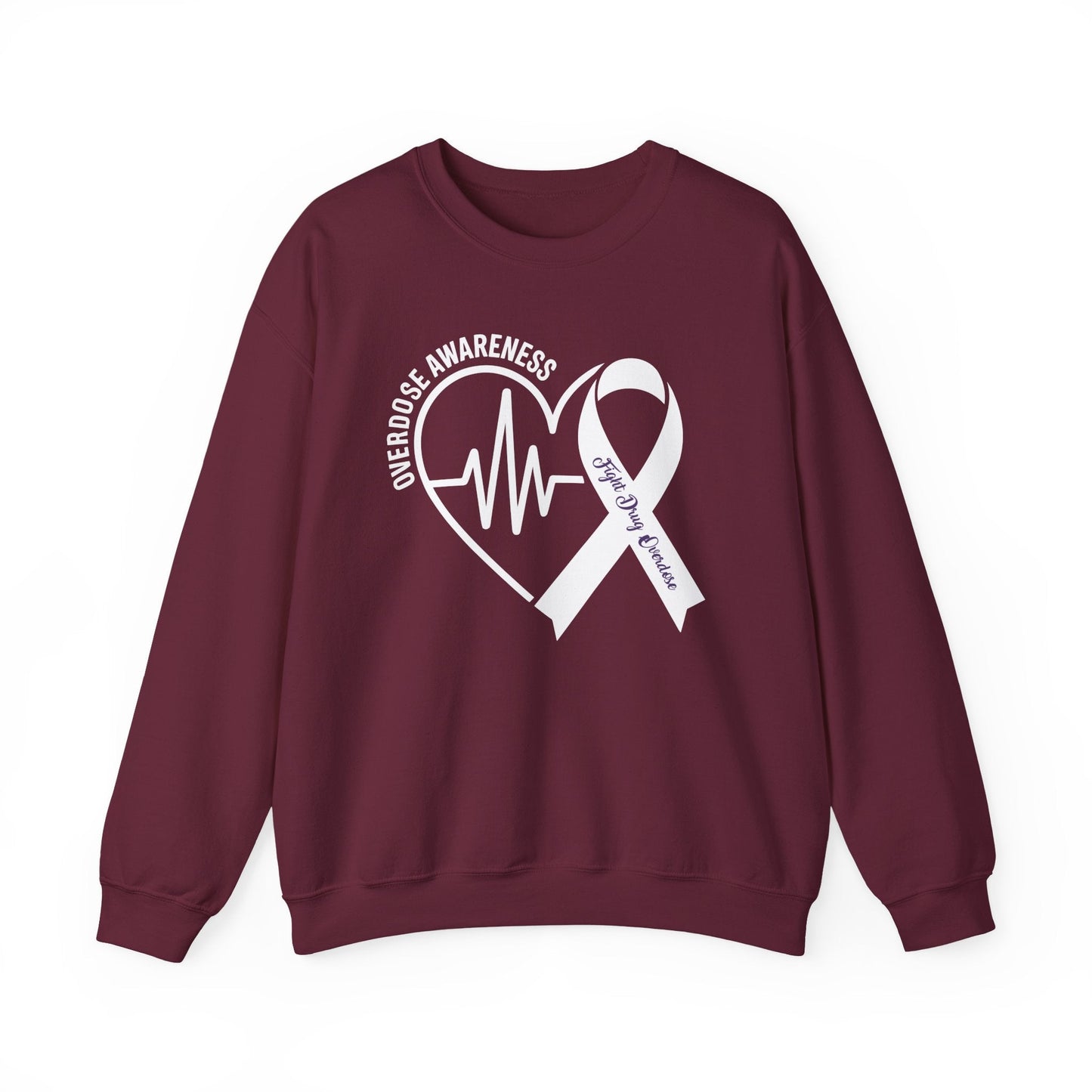Overdose Awareness Month Heart Purple Ribbon Support Sweatshirt