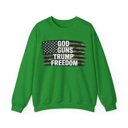 God Guns Trump Freedom Funny Camouflage Pro Gun USA Flag Sweatshirt
