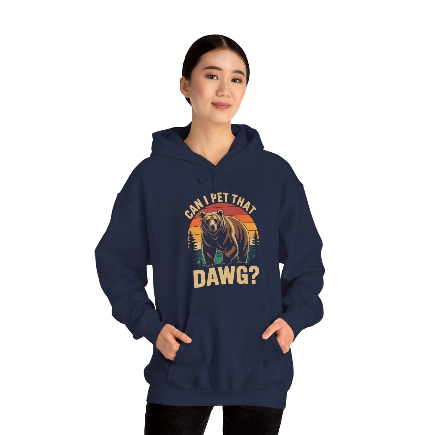 Can I Pet That Dog Funny Dawg Bear Meme Camping Hiking Hoodie