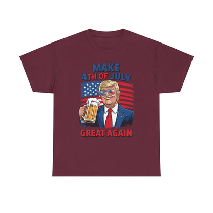 Funny Trump Make 4th Of July Great Again Drinking Beer T-Shirt