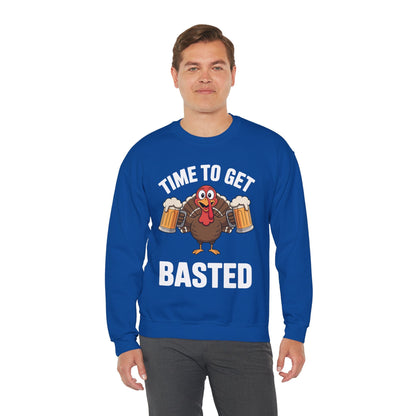 Time To Get Basted Funny Beer Thanksgiving Turkey Gift Sweatshirt
