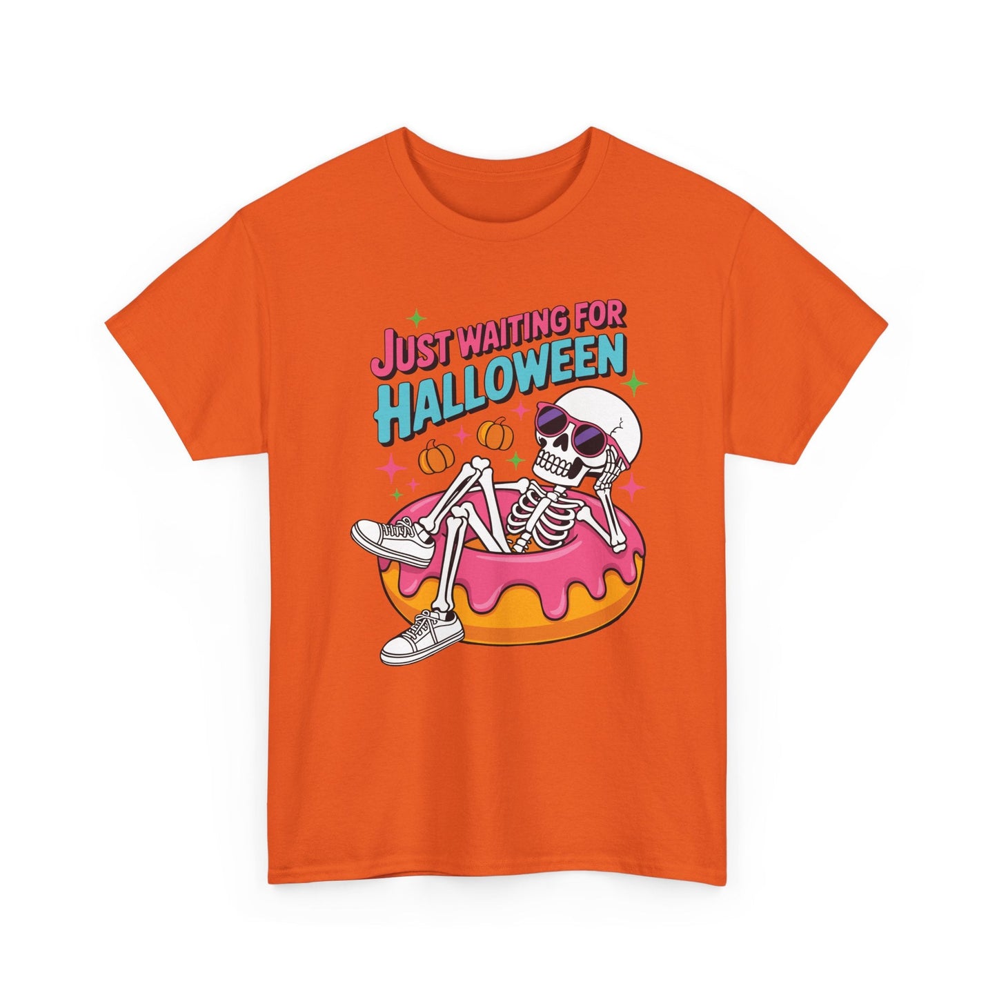 Just Waiting For Halloween Skeleton Donut Summerween Vibes T-Shirt