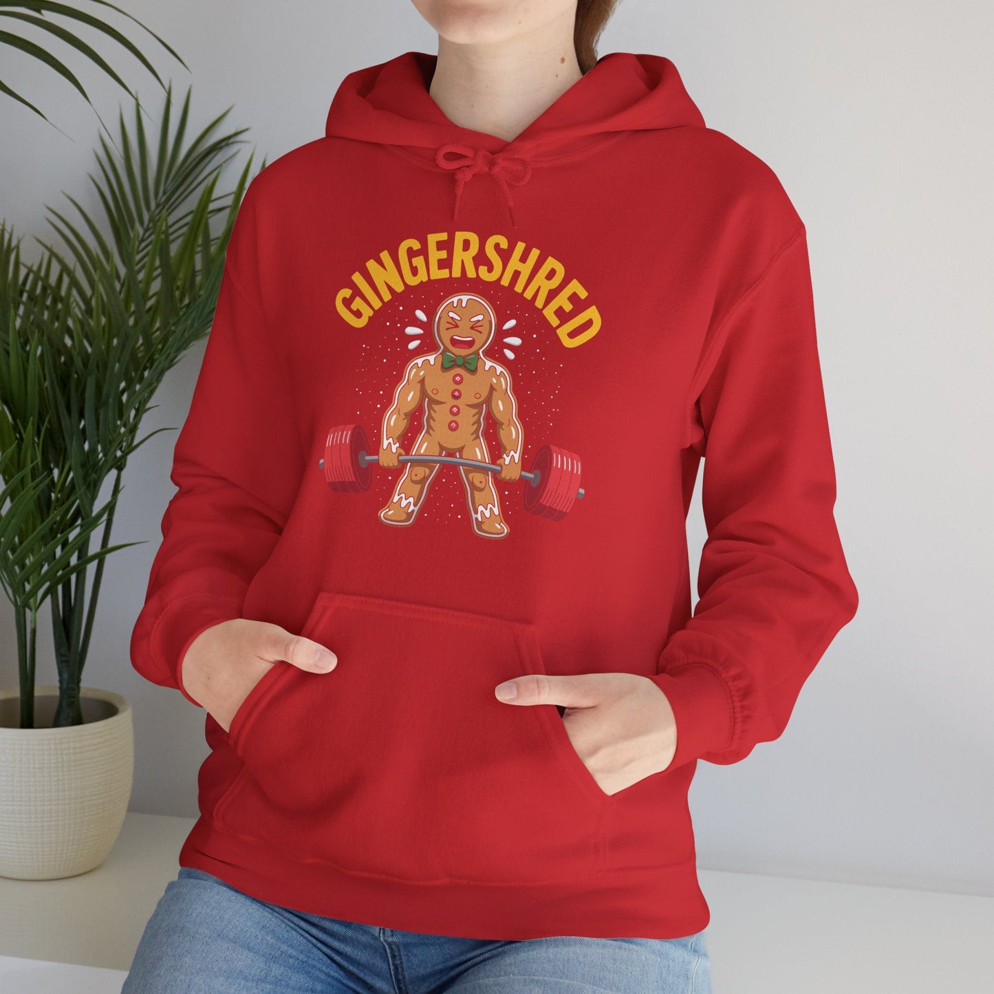 Funny Gingershred Gingerbread Man Gym Bodybuilding Christmas Hoodie
