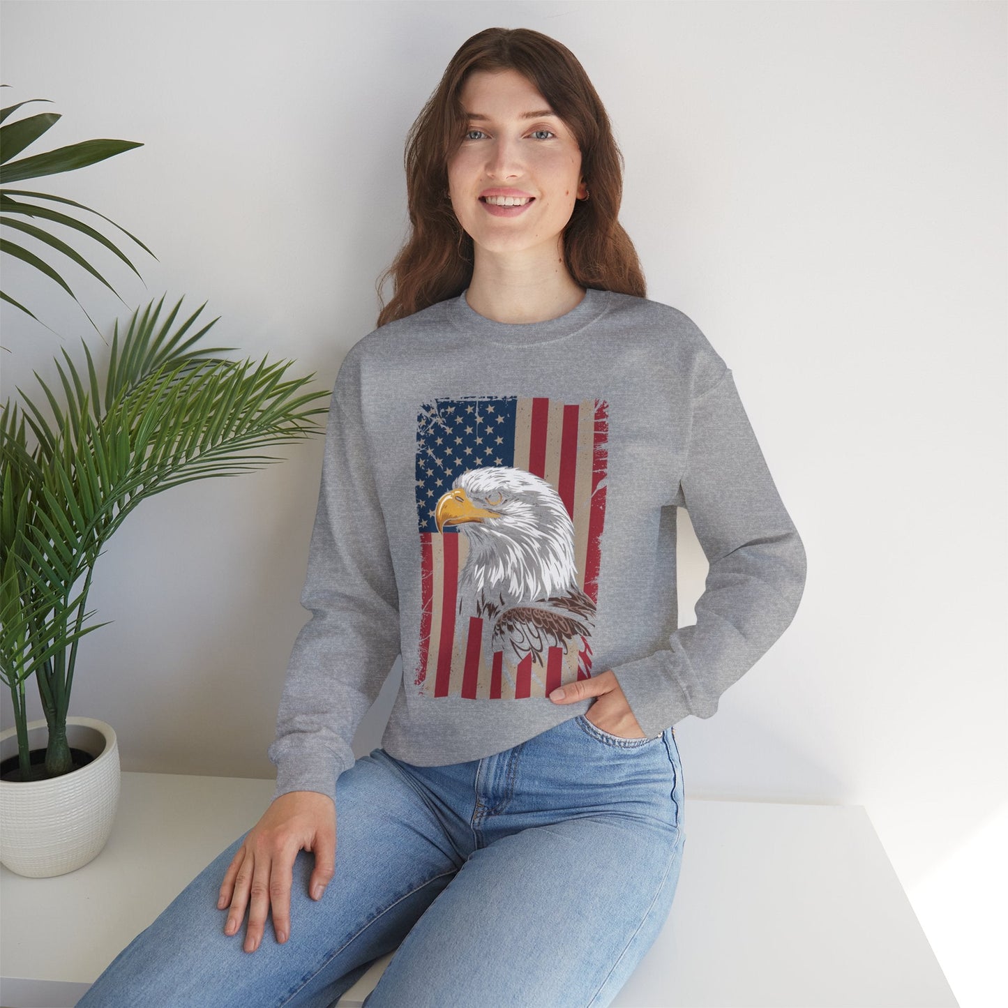 American Flag Bald Eagle Patriotic Red White Blue Sweatshirt